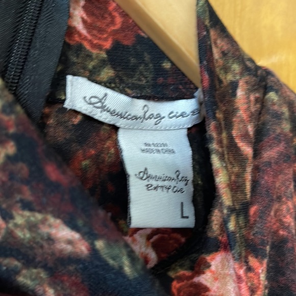 American Rag turtle neck sleeveless dress black with floral pattern - Picture 2 of 3